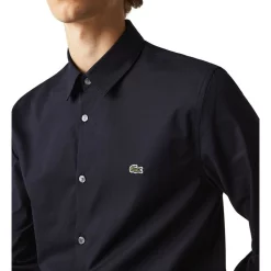 Outlet ❤️ Lacoste Long Sleeve Slim Stretch Poplin 👚 Shirt In Blue ⭐ -Industrie Shop unnamed file 1047