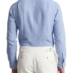 Best Pirce 😀 Polo Ralph Lauren Custom Fit Linen 👚 Shirt In Blue ⭐ -Industrie Shop unnamed file 1066