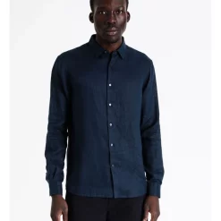 Buy 💯 Blaq Bondi Linen Long Sleeve Relaxed 👚 Shirt In Navy 🎁 -Industrie Shop unnamed file 1083