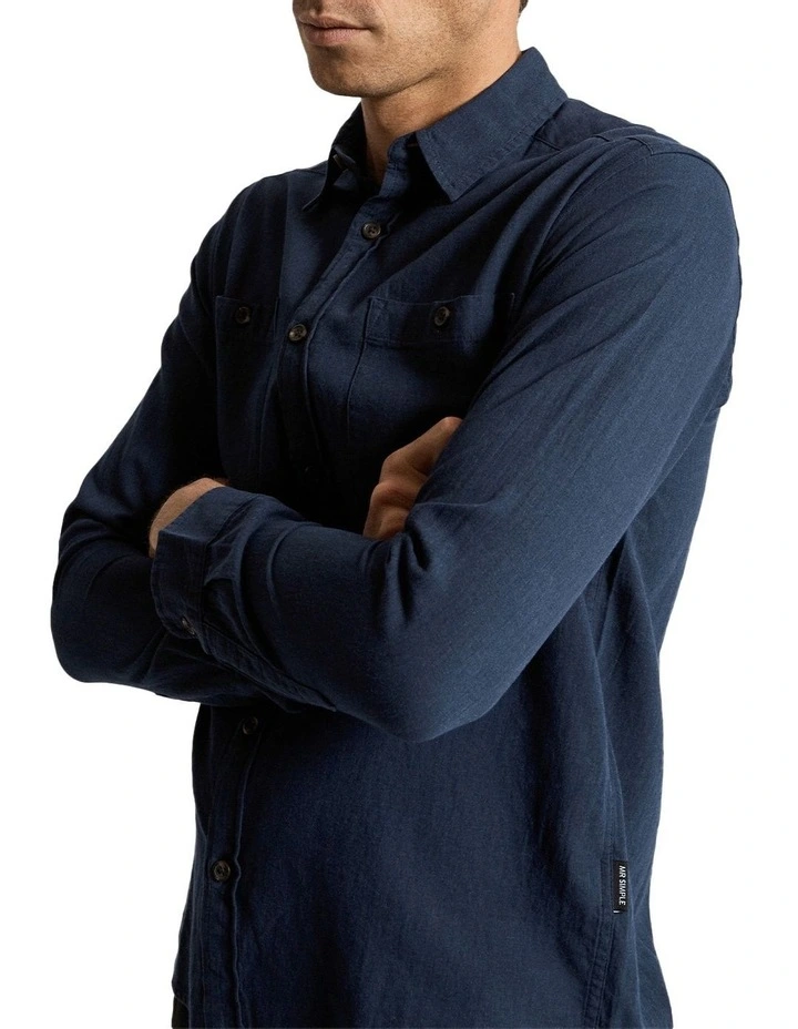 Discount π Mr Simple Soft Cotton Long Sleeve π Shirt Navy π 4 Discount π Mr Simple Soft Cotton Long Sleeve π Shirt Navy π - Image 2