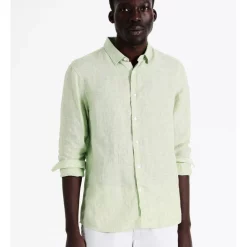Best deal 💯 Blaq Bondi Linen Long Sleeve Relaxed 👚 Shirt In Sage 🔥