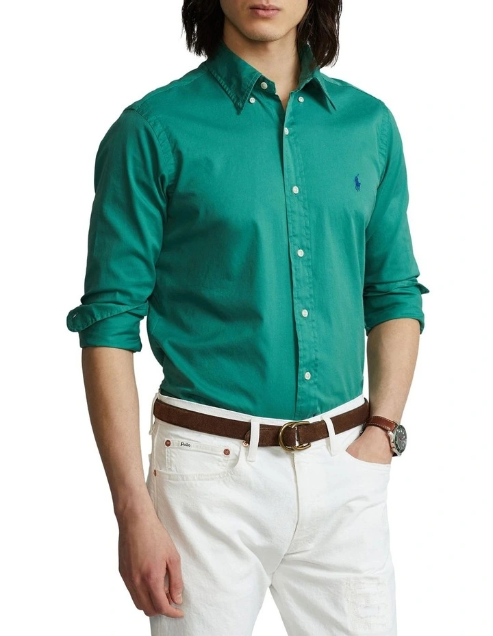 Brand new π Polo Ralph Lauren Classic Fit Garment-Dyed Twill π Shirt In Green π 3 Brand new π Polo Ralph Lauren Classic Fit Garment-Dyed Twill π Shirt In Green π