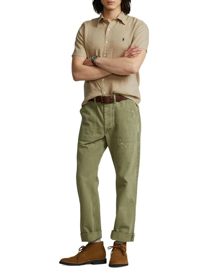 Wholesale π Polo Ralph Lauren Classic Fit Linen π Shirt In Beige π 5 Wholesale π Polo Ralph Lauren Classic Fit Linen π Shirt In Beige π - Image 3