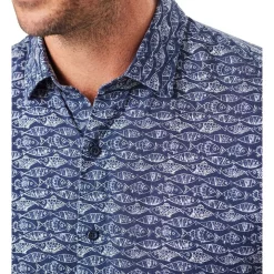 Best Sale ✨ Gazman Casual Fish Print Short Sleeve 👕 Shirt In Navy 🔔 -Industrie Shop unnamed file 115