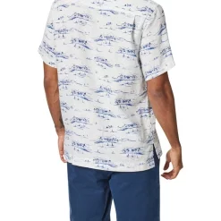 Flash Sale 😉 Blazer Capri Short Sleeve Linen Print 👚 Shirt In White/Blue 😉 -Industrie Shop unnamed file 12