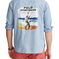 Outlet 👏 Polo Ralph Lauren Custom Fit Sportsman 👚 Shirt Blue 🧨 -Industrie Shop unnamed file 1213