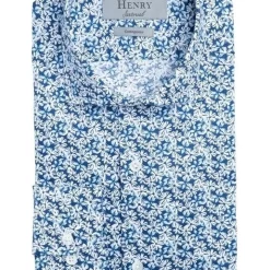 New ❤️ Henry Sartorial Floral 👚 Shirt Navy Blue ✔️ -Industrie Shop unnamed file 1220