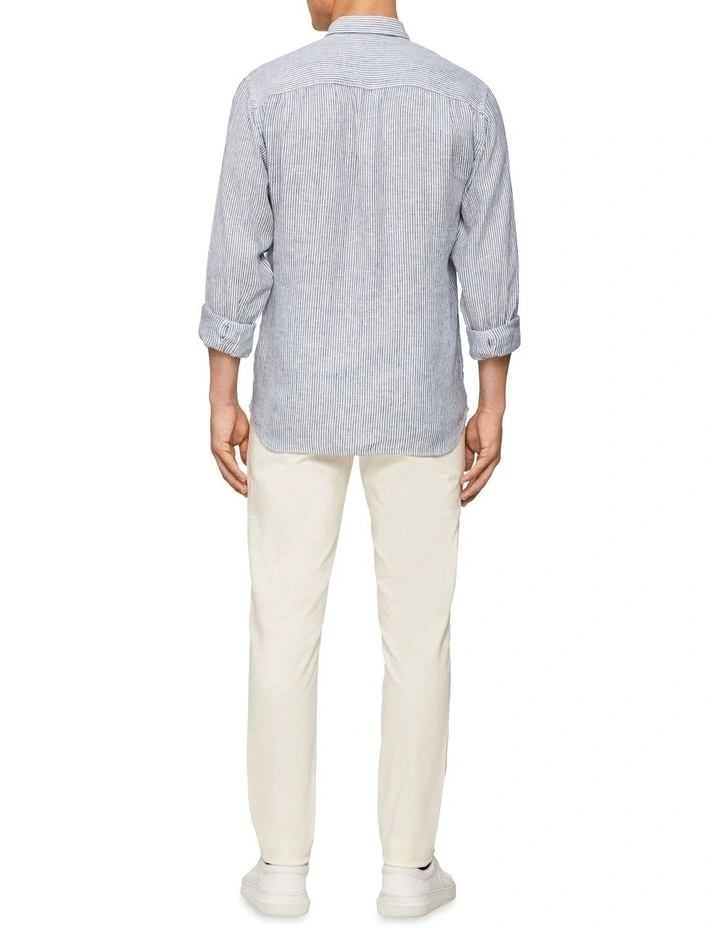 Buy π Calvin Klein Nevertuck Long Sleeve Stripe Linen π Shirt In Navy π₯° 5 Buy π Calvin Klein Nevertuck Long Sleeve Stripe Linen π Shirt In Navy π₯° - Image 3