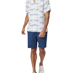 Flash Sale 😉 Blazer Capri Short Sleeve Linen Print 👚 Shirt In White/Blue 😉 -Industrie Shop unnamed file 13