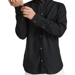 Hot Sale ❤️ Jack & Jones ☀️ Summer Long Sleeve 👕 Shirt In Black ✨ -Industrie Shop unnamed file 1307