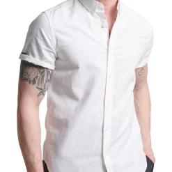 Best Pirce 🎁 Superdry Studios Linen Short Sleeve 👚 Shirt In Optic White ⭐