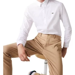 Cheapest ✔️ Lacoste Long Sleeve Slim Stretch Poplin 👚 Shirt In White 💯 -Industrie Shop unnamed file 1404