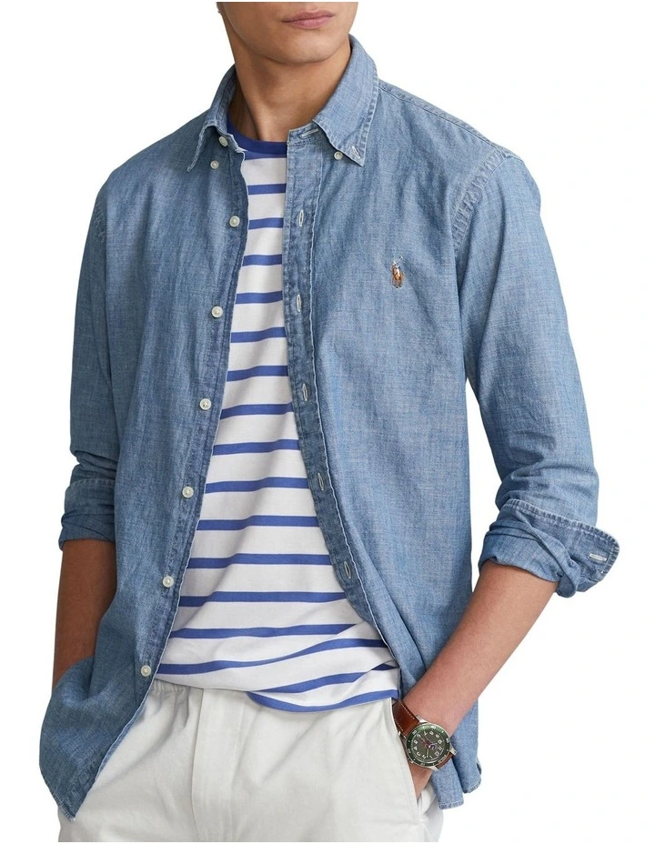 Discount π Polo Ralph Lauren Classic Fit Indigo Chambray π Shirt In Blue π― 3 Discount π Polo Ralph Lauren Classic Fit Indigo Chambray π Shirt In Blue π―