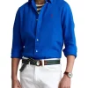 Best Sale 🛒 Polo Ralph Lauren Classic Fit Linen 👕 Shirt In Blue 😀 -Industrie Shop unnamed file 1437