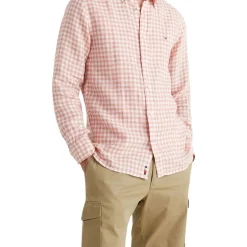 Brand new π Tommy Hilfiger Linen Gingham Long Sleeve π Shirt In Guava/Optic White π