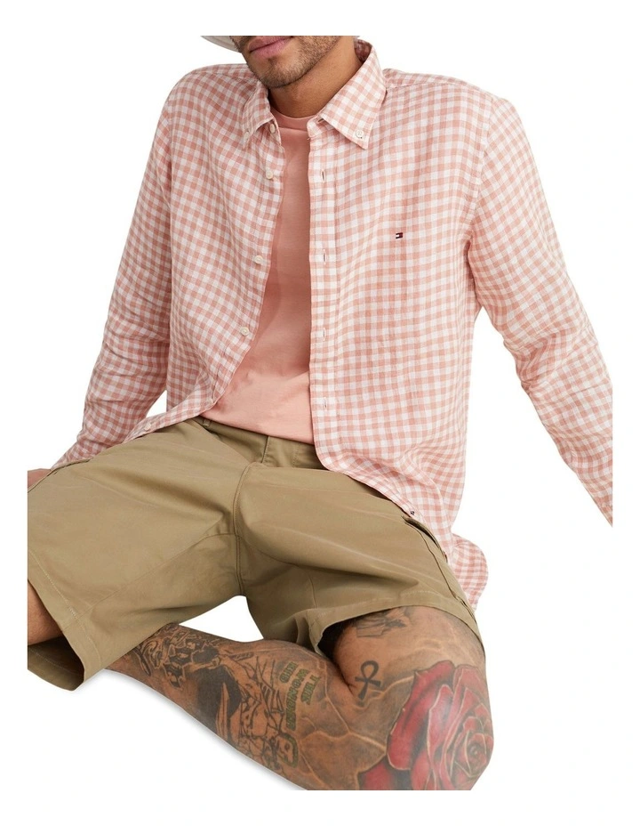 Brand new π Tommy Hilfiger Linen Gingham Long Sleeve π Shirt In Guava/Optic White π 5 Brand new π Tommy Hilfiger Linen Gingham Long Sleeve π Shirt In Guava/Optic White π - Image 3