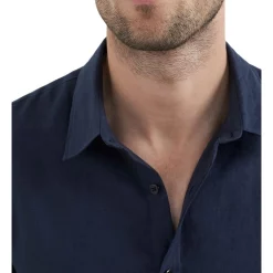 Promo 🥰 French Connection Linen Classic Fit 👚 Shirt In Marine Blue 💯 -Industrie Shop unnamed file 1562