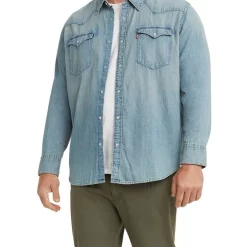 Hot Sale ⌛ Levi's Big & Tall Barstow Western 👕 Shirt Red Cast Stone ✔️