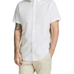 Promo 𧨠Jack & Jones βοΈ Summer π Shirt Short Sleeve π Shirt In White π