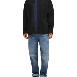 Discount ⌛ Jack & Jones Jeff Long Sleeve 👕 Shirt In Black Denim ❤️ -Industrie Shop unnamed file 1641