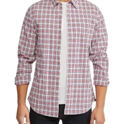 Deals ⭐ Oxford Portland Seersucker Check Regular 👕 Shirt In Blue/Red ⌛