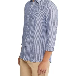 Wholesale 🥰 Oxford Holloway Pure Linen Striped 👕 Shirt In Navy 🧨 -Industrie Shop unnamed file 1794