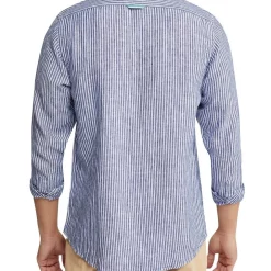 Wholesale 🥰 Oxford Holloway Pure Linen Striped 👕 Shirt In Navy 🧨 -Industrie Shop unnamed file 1795