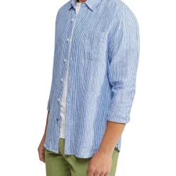 Best deal 🔔 Oxford Holloway Pure Linen Striped 👕 Shirt In Sky 😀 -Industrie Shop unnamed file 1800