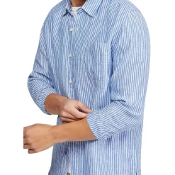 Best deal 🔔 Oxford Holloway Pure Linen Striped 👕 Shirt In Sky 😀 -Industrie Shop unnamed file 1802