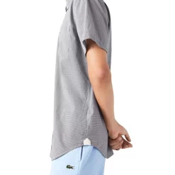 Hot Sale 😀 Lacoste Short Sleeve Gingham Poplin 👕 Shirt In White/Navy 😀 -Industrie Shop unnamed file 183