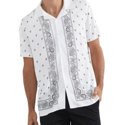 Cheap ๐ French Connection Scarf Print Camp Collar Classic Fit ๐ Shirt โจ