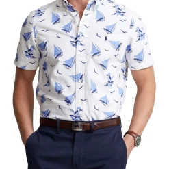 Budget π Polo Ralph Lauren Classic Fit Polo Bear Oxford π Shirt In White/Blue β¨