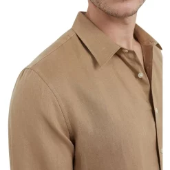 Deals 🎁 French Connection Linen Classic Fit 👚 Shirt In Brown 🔥 -Industrie Shop unnamed file 1855