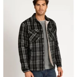 Flash Sale 💯 Maddox Russell Long Sleeve Sherpa Lined Check Overshirt Black 🛒 -Industrie Shop unnamed file 1858