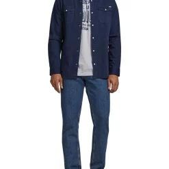 Top 10 👏 Jack & Jones Sheridan Long Sleeve 👕 Shirt In Dark Navy ✔️ -Industrie Shop unnamed file 1946