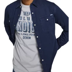 Top 10 👏 Jack & Jones Sheridan Long Sleeve 👕 Shirt In Dark Navy ✔️ -Industrie Shop unnamed file 1947