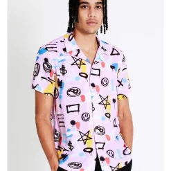 Deals 🛒 Kenji Acland Print Short Sleeve Rayon 👚 Shirt In Purple ❤️ -Industrie Shop unnamed file 195