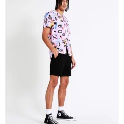 Deals 🛒 Kenji Acland Print Short Sleeve Rayon 👚 Shirt In Purple ❤️ -Industrie Shop unnamed file 196