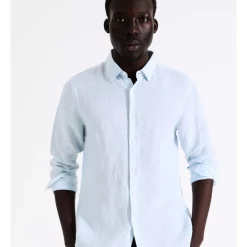 Best Pirce 😉 Blaq Bondi Linen Long Sleeve Relaxed 👚 Shirt Light Blue ⭐