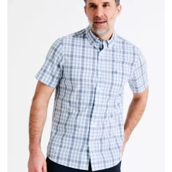 Hot Sale 🎉 Reserve Barber Short Sleeve Check 👚 Shirt In Light Blue ✔️ -Industrie Shop unnamed file 208