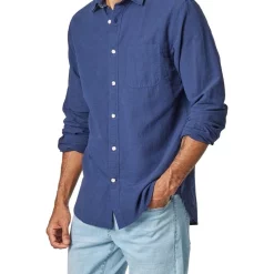 Flash Sale 💯 Blazer Collins Long Sleeve Linen Blend 👚 Shirt In Navy 🤩 -Industrie Shop unnamed file 2101