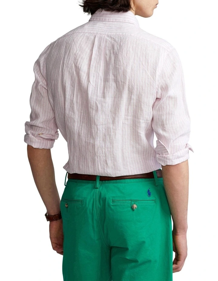 Brand new π Polo Ralph Lauren Classic Fit Striped Linen π Shirt In Pink π 4 Brand new π Polo Ralph Lauren Classic Fit Striped Linen π Shirt In Pink π - Image 2