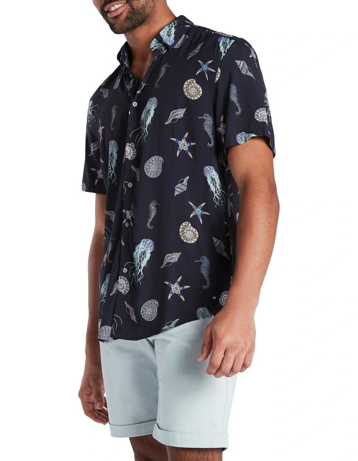 Discount ???? Marcs Don't Worry, Sea Happy ???? Shirt In Navy Multi ❤️ 3 Discount ???? Marcs Don't Worry, Sea Happy ???? Shirt In Navy Multi ❤️