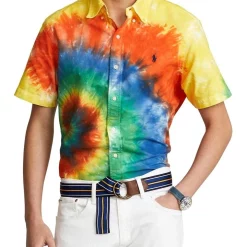New 👍 Polo Ralph Lauren Classic Fit Tie-Dye Oxford 👕 Shirt In Multi 🧨