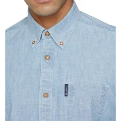 Buy 🧨 Ben Sherman Chambray Long Sleeve 👕 Shirt Dusky Blue 🎁 -Industrie Shop unnamed file 2383