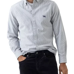 Cheap 🎁 Rodd & Gunn Oxford Stripe 2 Long Sleeve Sports Fit 👕 Shirt Seaspray 🛒