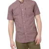 Budget 🌟 Ben Sherman Mini Gingham Short Sleeve 👕 Shirt In Claret 😀 -Industrie Shop unnamed file 275