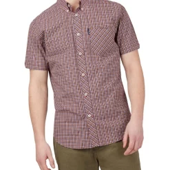 Budget 🌟 Ben Sherman Mini Gingham Short Sleeve 👕 Shirt In Claret 😀