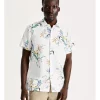 Best deal 🔔 Blaq Felix Floral Print Short Sleeve Linen Blend 👕 Shirt In White 🎉