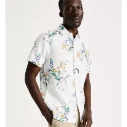 Best deal 🔔 Blaq Felix Floral Print Short Sleeve Linen Blend 👕 Shirt In White 🎉 -Industrie Shop unnamed file 289